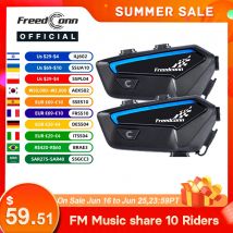 Freedconn-intercomunicador FX para motocicleta, auriculares inalámbricos con Bluetooth para casco, Radio FM, commutador de música, auriculares para compartir Audio de alta resolución