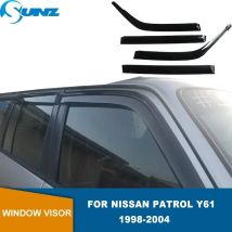 Deflector de ventana lateral de coche negro para NISSAN PATROL Y61 1998 1999 2000 2001 2002 2003 2004 Deflector de lluvia y sol Guard SUNZ