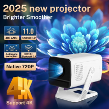 Mini proiettore 1080P/4K supportato, WiFi 6 e Bluetooth 5.4, proiettore portatile Android TV a corto raggio per film all'aperto Home Theater
