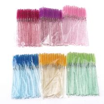 50 stücke Einweg Wimpern Pinsel Kristall Wimpern Mascara Zauberstäbe Glitter Lash Kamm Spoolies Micro Make-Up Applikatoren