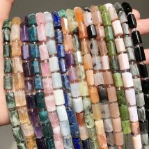 Natürliche Achate Smaragde Kunzit Tigerauge Stein Perlen Zylinder Lose Perlen für Schmuck Machen DIY Armband Zubehör 7,5 zoll