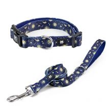 Verstellbares Haustierleine- und Halsband-Set mit Druckmuster, geeignet für kleine, mittelgroße und große Hunde, Sicherheitszubehör für den täglichen Ausflüge
