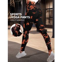 Neue Krawatte gefärbte fragmentierte Blume Yoga hosen schweiß absorbierende hohe Taille enge Passform heben Hüfte Fitness hose Laufsport hose