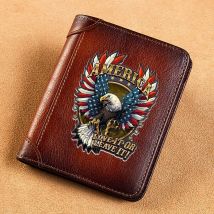 Mode American Eagle Design Cover Echt leder Männer Brieftaschen kurze Karten halter Geldbörse dreifache Herren Brieftasche