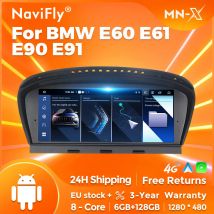 Radio Multimedia con GPS para coche, reproductor con Android 14, 4G, LTE, 128GB, CarPlay, para BMW Serie 3, E60, E61, E63, E64, serie 5, E90, E91, E92, E93