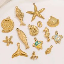5 pendenti dorati in acciaio inossidabile, accessori per gioielli fai da te, connettori per orecchini da donna, materiali per gioielli