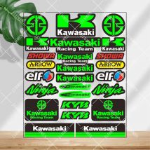Vinyl Kawasaki Sticker Logo Motorcycle Tank Helmet Green Decal Set #10