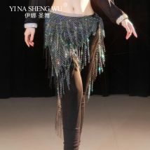 Bauchtanz Hüfttuch Halloween Bauchtanz Zubehör Performance Gürtel Quaste Shinning Strass Fransen Wrap Dreieck Rock