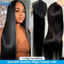 Parrucca Glueless 6x4 Capelli Umani Pronti da Indossare 12A Parrucca Anteriore Del Merletto Dei Capelli Umani Dritto 26 28 Pollici Wear And Go Parrucche Glueless Capelli Umani