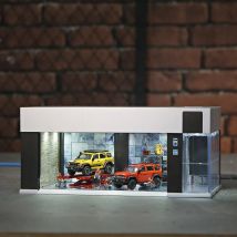 Voice Controlled 1/64 Scale Car Garage Diorama  Models Set Display with LED Lights Connected in Series Simulation Parking Place