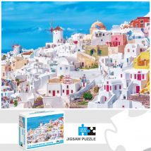 1000 Stück die Santorini Stadt Puzzle Wohnkultur Erwachsene Puzzlespiele Familie Spaß Boden Puzzles Lernspiel zeug für Kinder