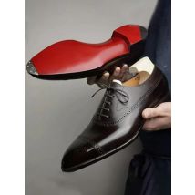 Formelle Herrenschuhe, rote Sohle, modisch, Business, Freizeit, Party, Bankett, Alltag, Retro, geschnitzt, Brogue-Kleid, Hochzeitsschuhe für Herren