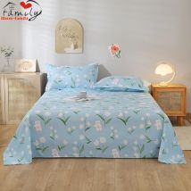 1pc High Quality Cotton Flat Sheets Skin Friendly Breathable Cover for Single Double Bed Queen King Size (Pillowcase Need Order)