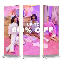 80" P1.86 Spleißbare LED-Digital-Beschilderungsanzeige mit Flightcase, faltbarer LED-Posterbildschirm mit Verlagssystem, Werbung