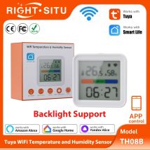 Sensore di umidità della temperatura WiFi Tuya con termometro igrometro supportato retroilluminato TH08B RightSitu Funziona con Yandex Alice