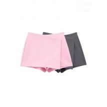 Frauen Mode Asymmetrische Pareo Stil Selbst Overlay Shorts Röcke Vintage Hohe Taille Seite Zipper Weibliche Skort Mujer