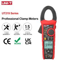 Medidor de pinza Digital profesional UNI-T 1000V AC DC UT219DS UT219E valores eficaces verdaderos apagado automático prueba de secuencia de Motor trifásico inrush