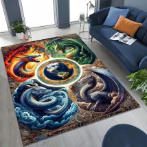 Magic Dragon Mythology Art Chinese Loong Cartoon Teppich für Schlafzimmer Wohnzimmer Sofa Home Fußmatte Dekor, große rutschfeste Bodenmatte