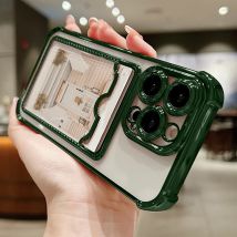 Beschichtung klare Rückseite Brieftasche Handy hüllen für Apple iPhone 15 14 13 12 11 Pro Max Plus Fall stoß feste Abdeckung Karten halter Zubehör