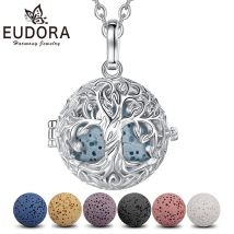Eudora 18mm albero della vita pietra lavica vulcanica collana aromaterapia medaglione diffusore ciondolo moda pietra lavica gioielli regalo delle donne