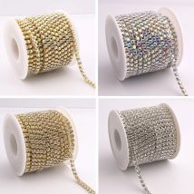 1Yard 10Yards/Roll SS6-SS16 Shiny Crystal Rhinestone Chain Sew-On Glue-On For Clothes Jewelry Apparel Accessories Trim Cup Chain