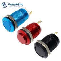 VaneAims 12mm Mini metalowy przełącznik wciskany HS12 chwilowy przełącznik samoresetujący utlenianie czerwony żółty niebieski zielony czarny 0,5A 2Pin