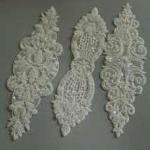 Luxury flower beaded embroidery lace appliques for wedding dresses Rhinestone  applique patches Embroidery  parches ropa