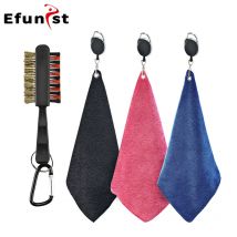 Golfhandtuch mit Karabinerhaken, Golfschlägerreiniger, Reinigungstuch, Sport reinigt Polyester, schwarz, blau, rosa Bürste, 2-seitig