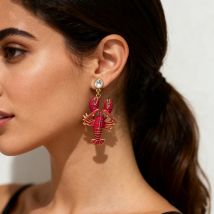 Trendy Lovely Lobster Stud Earrings For Women Animal Earring Fashion Enamel Statement Jewelry Accessories Brincos