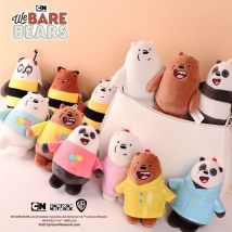 12cm We Bare Bears Anime Plush Keychain Toys Pendant Grizzly Panda Ice Bear Key Ring Stuffed Dolls Plushies Gifts