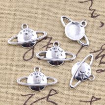 30 Stück Charms Stern Erde Saturn Planet Funken 14x22mm Antik Silber Farbe Anhänger DIY Handwerk Machen Erkenntnisse tibetischen Schmuck