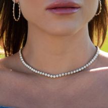 3MM Runde Lünette Setted CZ Tennis Kette Geometrische Choker Halskette Für Frauen Iced Out Luxus Schmuck