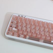 KBDiy Rosa Matt Durchscheinende Tastenkappe Niedliche Katze Kirschprofil Alice Split Space UV-Druck PC-Tastenkappen Für Gamer Mechanische Tastatur