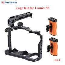 Powerwin Kamerakäfig für Panasonic S5, Handgitter-Griff-Set aus Holz, Aluminiumlegierung, multifunktionale Arri-Positionierungsschraube