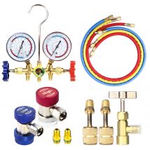 Neues Klimaanlagen-Manometer mit Schlauch und Haken, 3-Wege-AC-Diagnoseverteiler-Messgerät-Set für Freon für R12 R22 R404A R134a