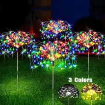 1/2/4PCS Fuochi d'artificio solari Luce esterna impermeabile 8 modalità di illuminazione 90-200LED Fata String Light Natale 3 colori Giardino