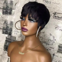 Parrucche Pixie Cut parrucche per capelli umani parrucca corta Pixie Cut capelli umani per donne nere parrucche fatte a macchina con frangia