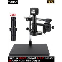 4K UHD Professional Industrial Microscope For Soldering, HDMI USB Digital Microscope Camera 1/1.8" imx678 Sensor 215X 150X Lens