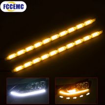 2 pezzi DRL LED luce di marcia diurna striscia flessibile impermeabile faro indicatore di direzione lampada gialla luci di guida decorative per auto 12v