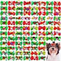 New Puppy Bows 10/20/30PCS Christmas Supplies For Small Dogs Cute Dog Hair Accessories Winter Dog Bows With Rubber Bands