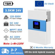 Y&H 3.5KW Inverter solare ibrido 24VDC 220VAC MPPT 80A Caricatore solare Ingresso fotovoltaico massimo 500V Inverter a onda sinusoidale pura
