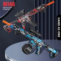 M416 Pistola giocattolo Sfera gel a scoppio ad alta velocità da 7,4 V con spina arancione e doppia caricatore per giochi genitore-figlio interattivi all'aperto.