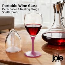 Joie Portable Wine Glass Unbreakable Wine Glass Nesting Storage PCTG Plastic Cocktail Champagne Glass for Party Picnic Outdoor