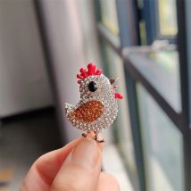 Frauen Strass Nieten Huhn Brosche Kleidung Zubehör Tier Pins Schmuck