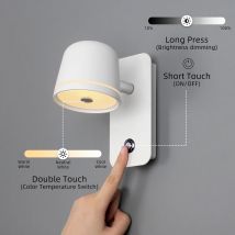 Lampada da parete Aisilan LED dimmerabile con interruttore tattile Regola la luminosità e rotazione 3CCT Riparo da lettura a parete per camera da letto comodino