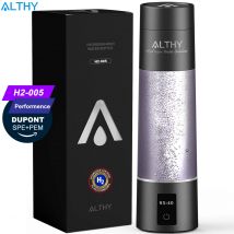 ALTHY Performance Bottiglia generatore d'acqua a idrogeno molecolare DuPont SPE&PEM Lonizzatore a doppia camera + Ricarica e visualizzazione dell'ora