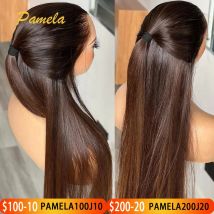 Parrucca frontale in pizzo HD 13x6 doppia disegnata Parrucca anteriore in pizzo dritto con osso Ombre Parrucche per capelli umani Glueless di colore marrone Pronto per andare