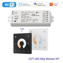 TUYA WiFi WT1 Dimmer LED Intelligente 2 Canali 12V 24V 36V Kit Controller Dimmerabile per Strisce LED CCT con Telecomando RF 2.4G e Interruttore Touch a 4 Zone
