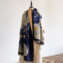 Luxus Winter Blume Imitation Kaschmir Schals Hohe Qualität Frauen Verdicken Wrap Schal Damen Warme Pashmina Pfau Besign Schal