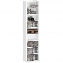 Homcom Scaffale per CD e Dvd con ripiani regolabili Design stretto e sistema antiribaltamento per 260 CD 33X24X140 cm Bianco